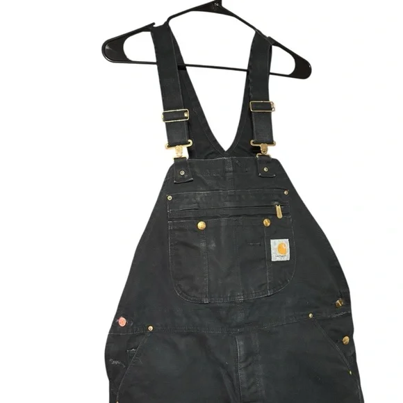 Carhartt Duck Quilt-Lined Zip-to-Thigh Bib Overalls (Style R41-BLK) 2019 40 X 30 - Picture 3 of 10